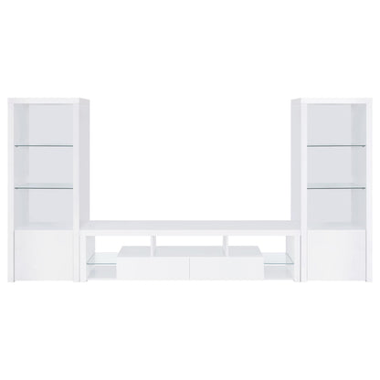 Lance - 3 Piece TV Entertainment Center With Shelves - Gloss White
