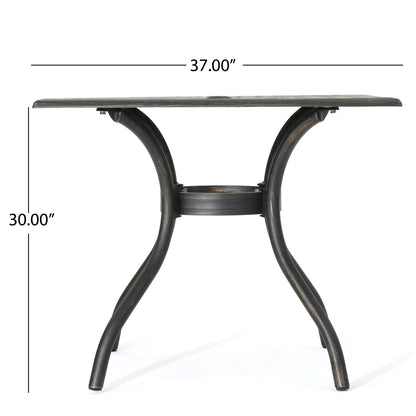 Enchantia - Outdoor Square Dining Table With Weave Tabletop And Flared Legs - Copper