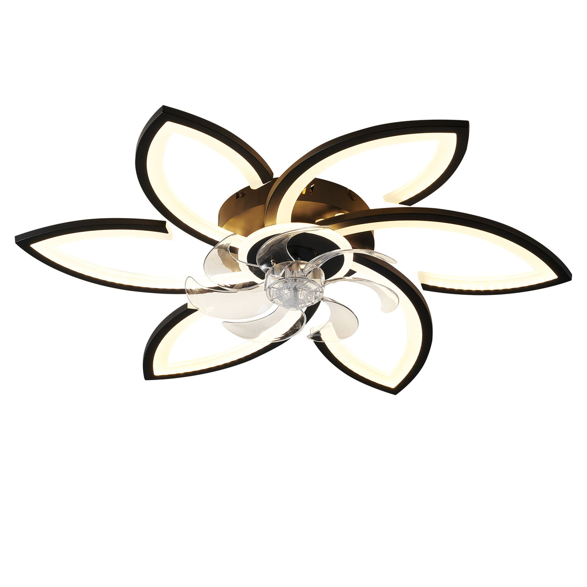 30" Flower 6 Speed Ceiling Fan With Remote Controlled LED Lights, Low Profile Flush Mount Fan