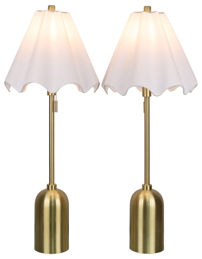 Petal Poise - 33 X 13 - Metal Buffet Lamp (Set of 2) - Soft Gold