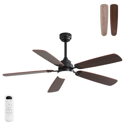 52" Ceiling Fan With LED Light, 6 Speed DC Motor, Remote Control - Matte Black