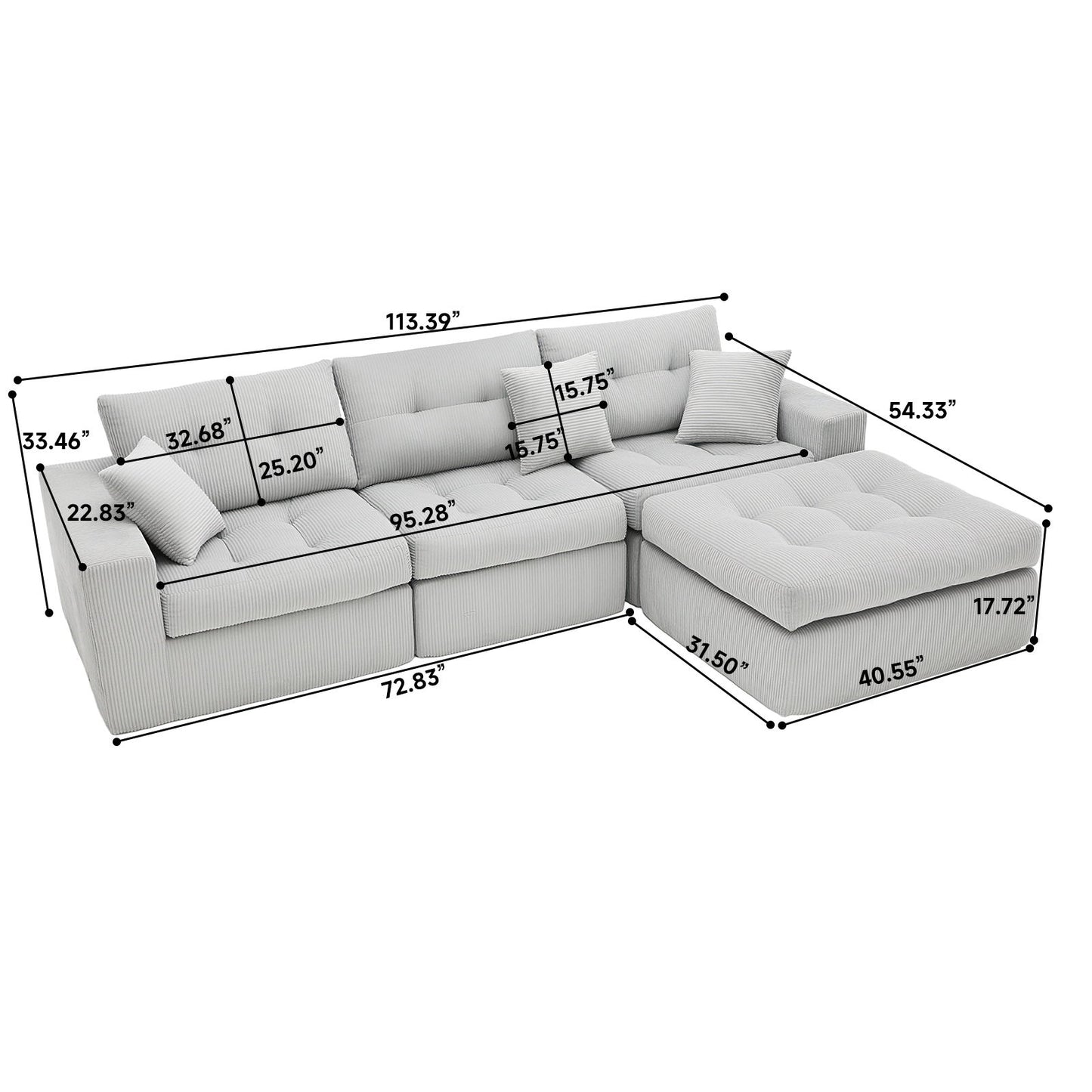 Corner Chaise L-Shaped Sectional Sofa Bed