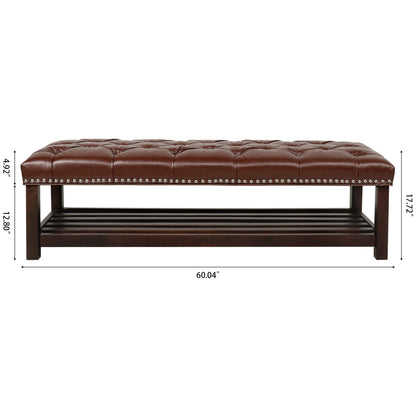 Bedroom End Of Bed Bench Tufted Upholstered End Of Bed Bench End Of Bed Entrance Shoe Bench With Nailhead Trim And Shelf Bedroom Upholstered Bench Living Room Shoe Rack Footstool