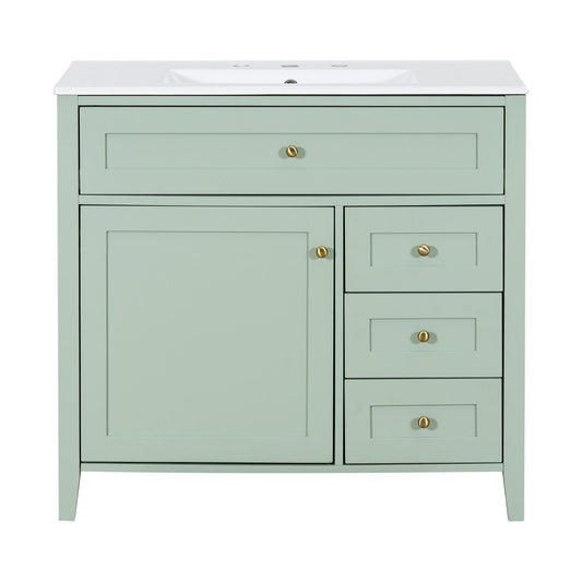 Bathroom Vanity With Sink, Cabinet With 3 Drawers And Adjustable Shelf