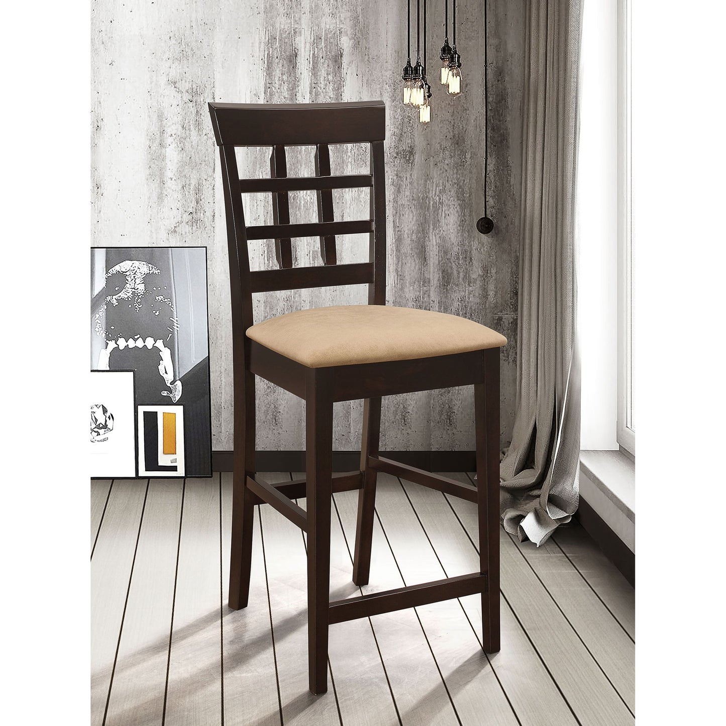 Upholstered Counter Height Stools (Set of 2) - Brown / Beige