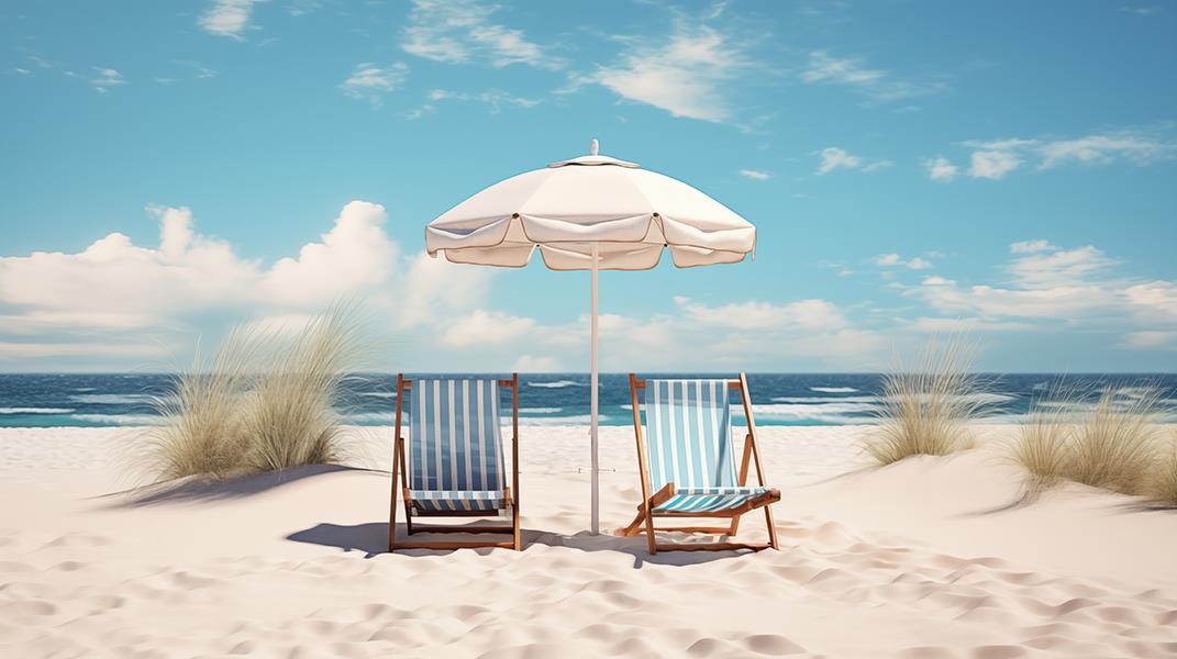 A Day In The Sand (Framed) - Blue