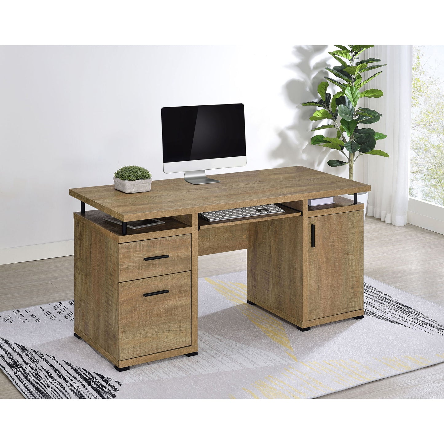 Swan - 2 Drawer Computer Desk - Mango Color