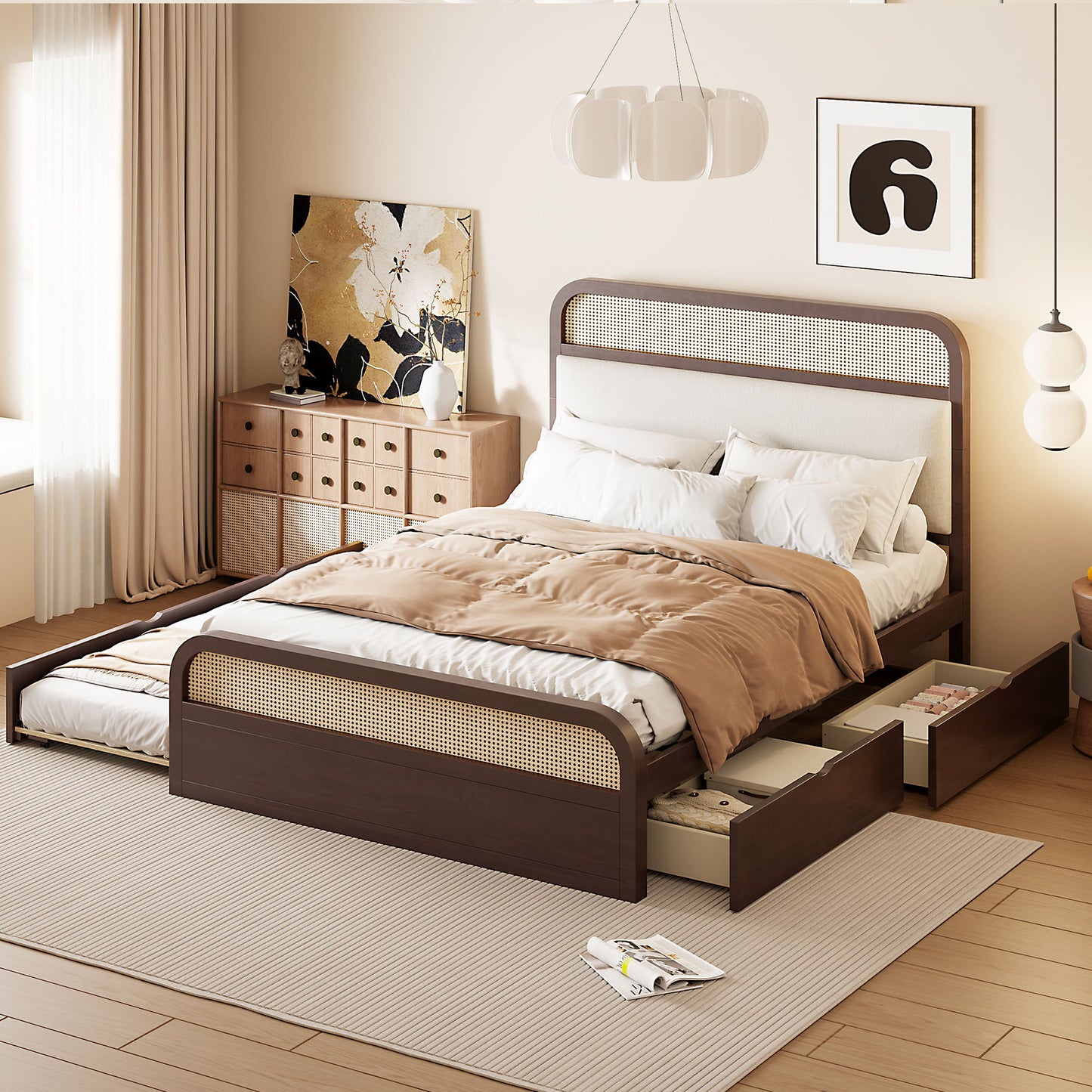 Platform Bed With Trundle And 2 Drawers