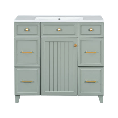Bathroom Vanity With Ceramic Sink, Soft Close Doors, Adjustable Shelves