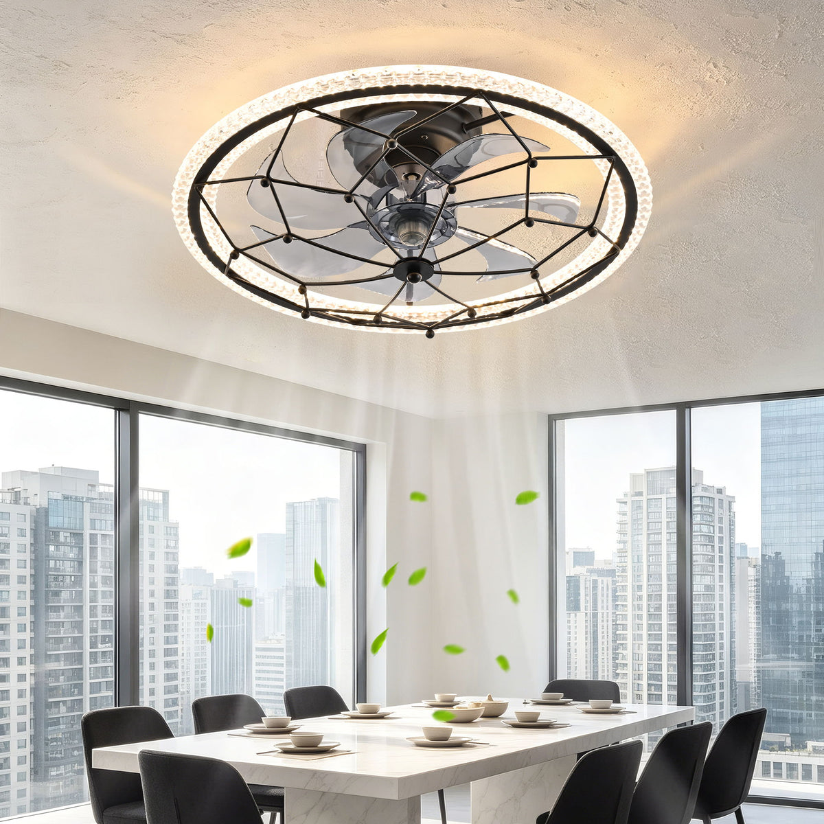 Ceiling Fan With Light And Remote Control, 6 Speeds, 3 Color Options - Matte Black