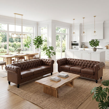 2 Piece Sofa Set With Rolled Armrests