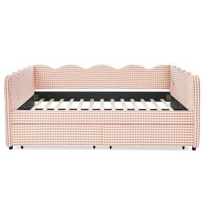 Gingham Daybed With USB Charging Port, Wave-Shaped Design