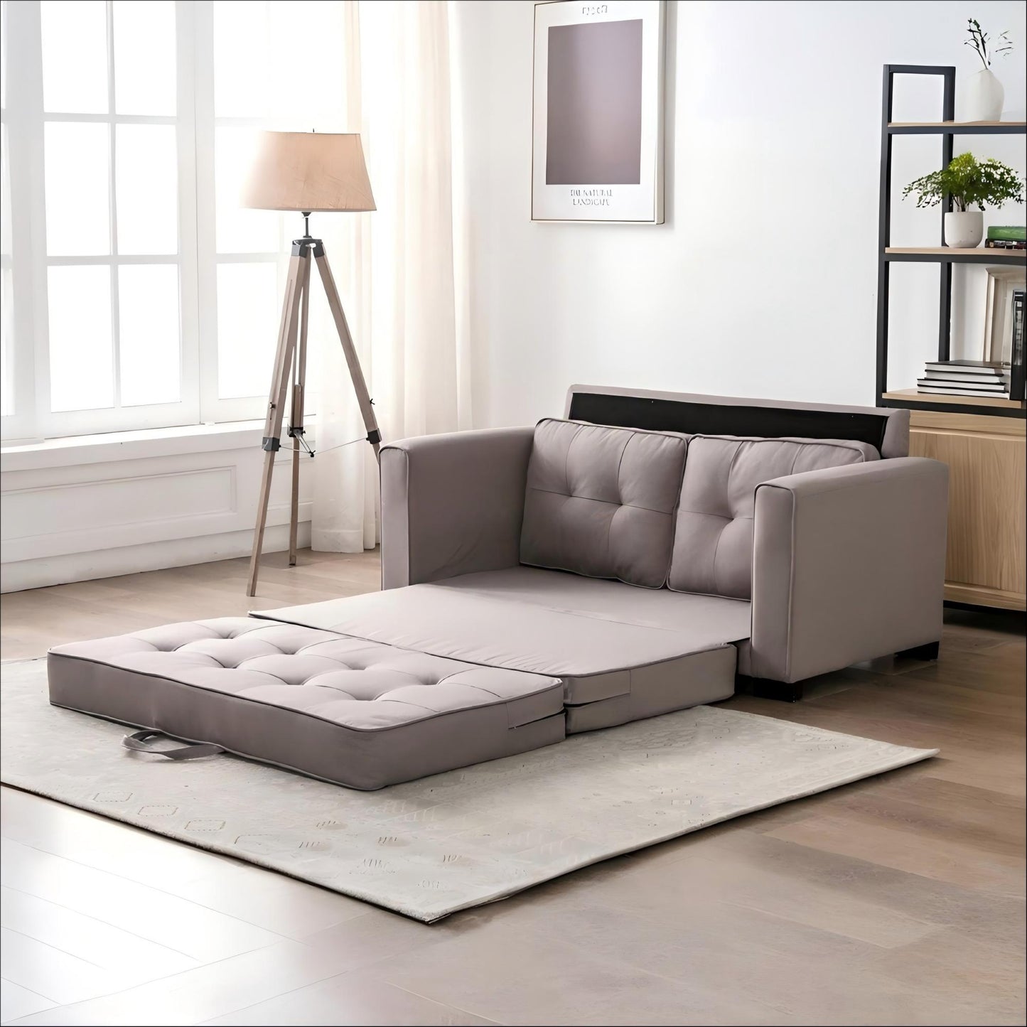 Pull Out Sleeper Loveseat - Light Brown