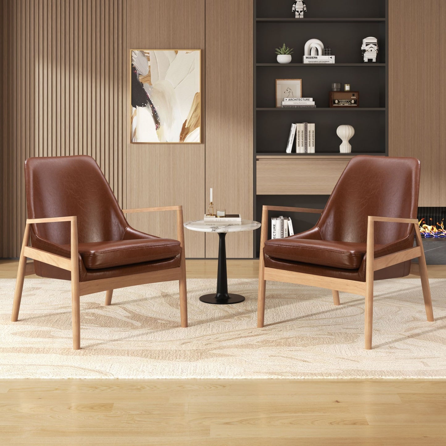 Mid-Century Modern Accent Armchair With High Back