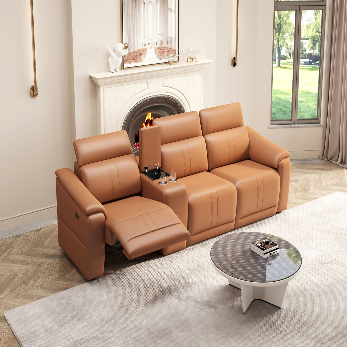 Modular Sofa With Recliners And Cup Holders Sectional Set