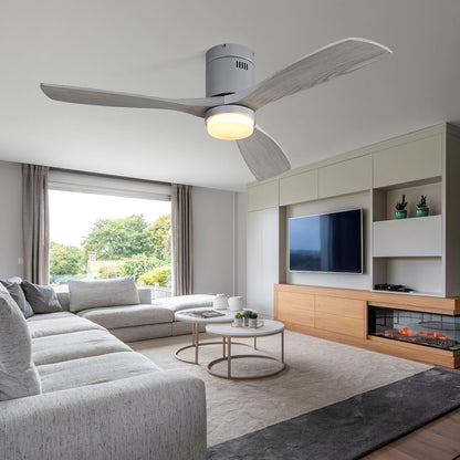 52" Ceiling Fan With LED Light, Reversible DC Motor, Remote Control - Silver