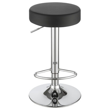 Adjustable Hydraulic Bar Stool With Base And Padded Seat - Black / Silver