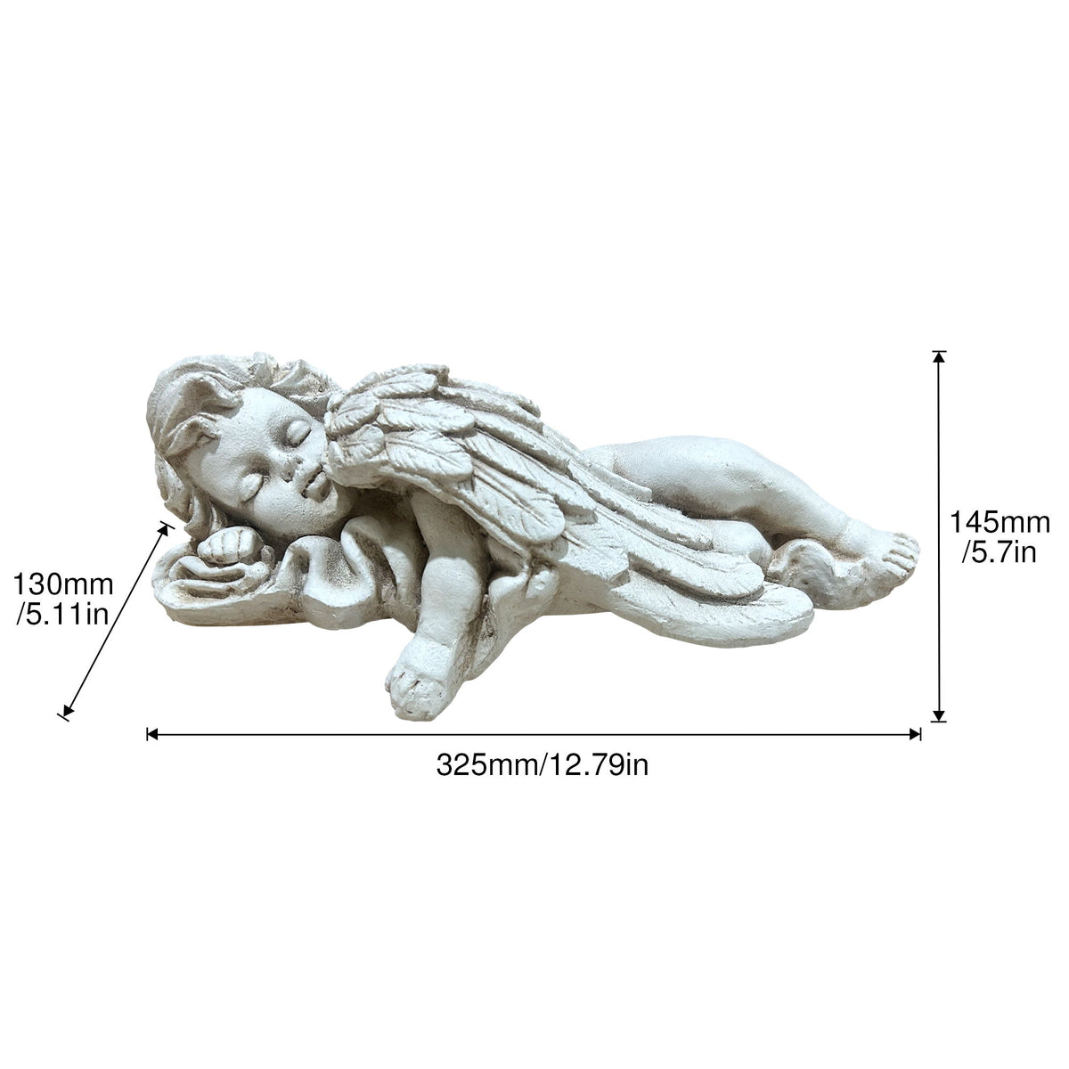 Magnesium Oxide Lying Angel Statue Weatherproof Angel Sculpture Garden Lawn Patio Decor Ornament