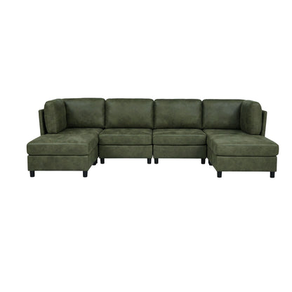 Modular Sectional Sofa With Custom Configuration And Removable Cushions - Olive