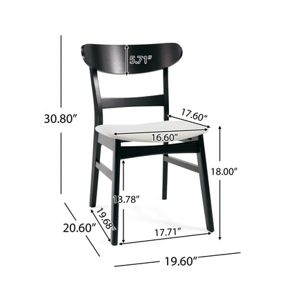 Dining Chairs With Upholstered Seat (Set of 2) - Black / Light Beige