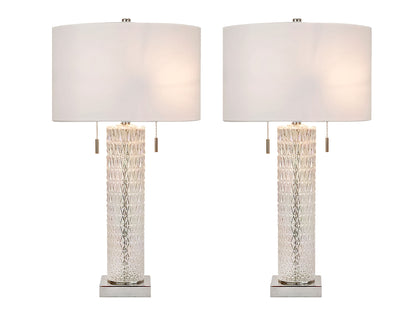 Radiant Glow Iridescent Glass & Metal Table Lamp (Set of 2) - Irradescent / Polished Nickel