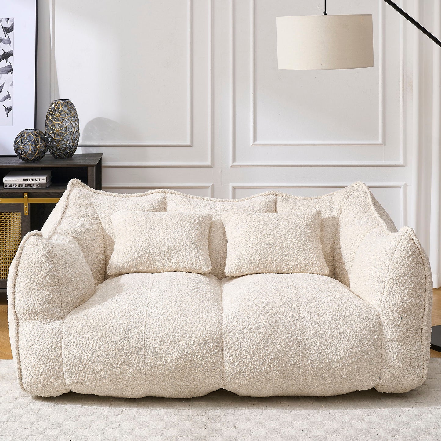 Comfortable Dual Beanbag Chair With High Resilience Foam Core For 2 People