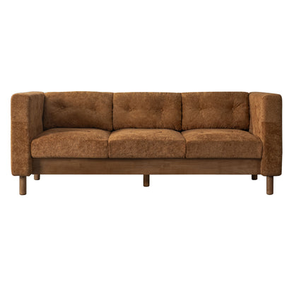 3 Seater Sofa With Square Arms, Tufted Pillow Back For Living Room