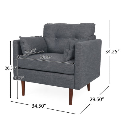 Enchantica - Upholstered Fabric Club Chair With Button Tufted And 2 Accent Pillows