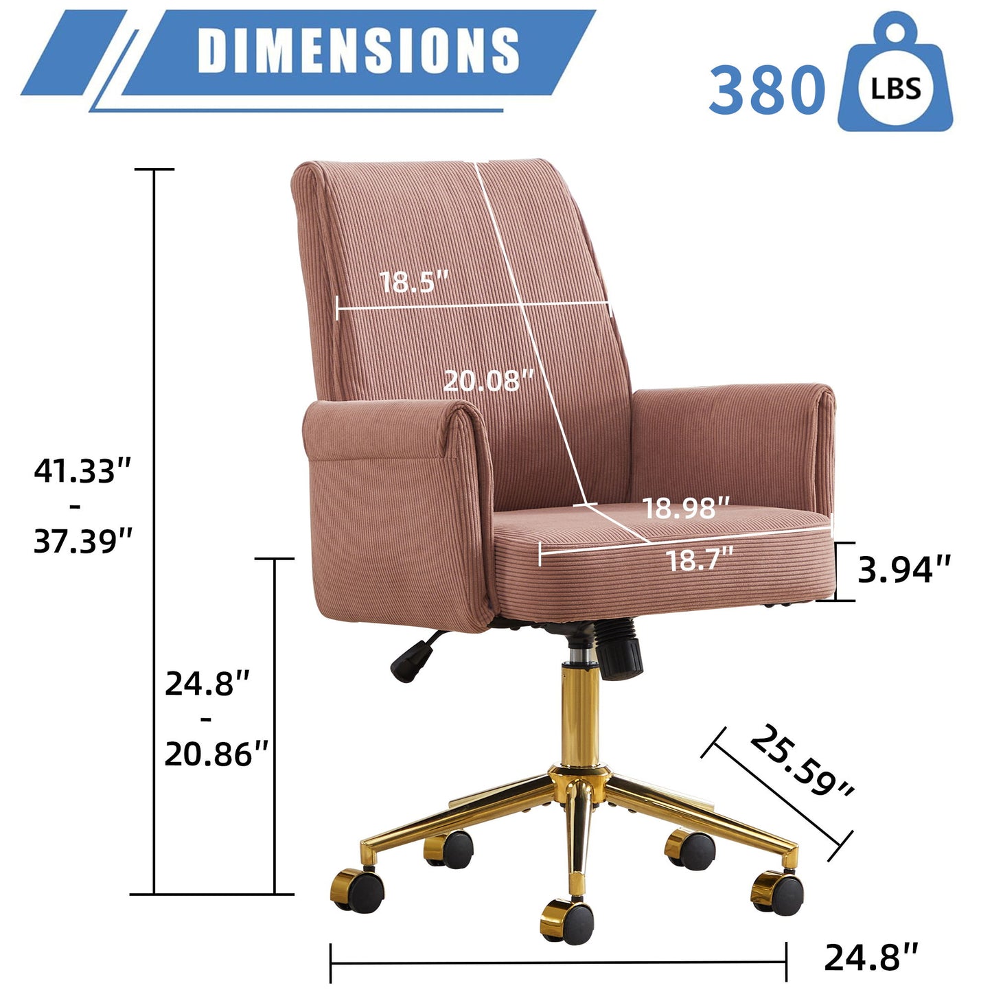 Ergonomic Mid-Back Office Chair With Striped Fabric