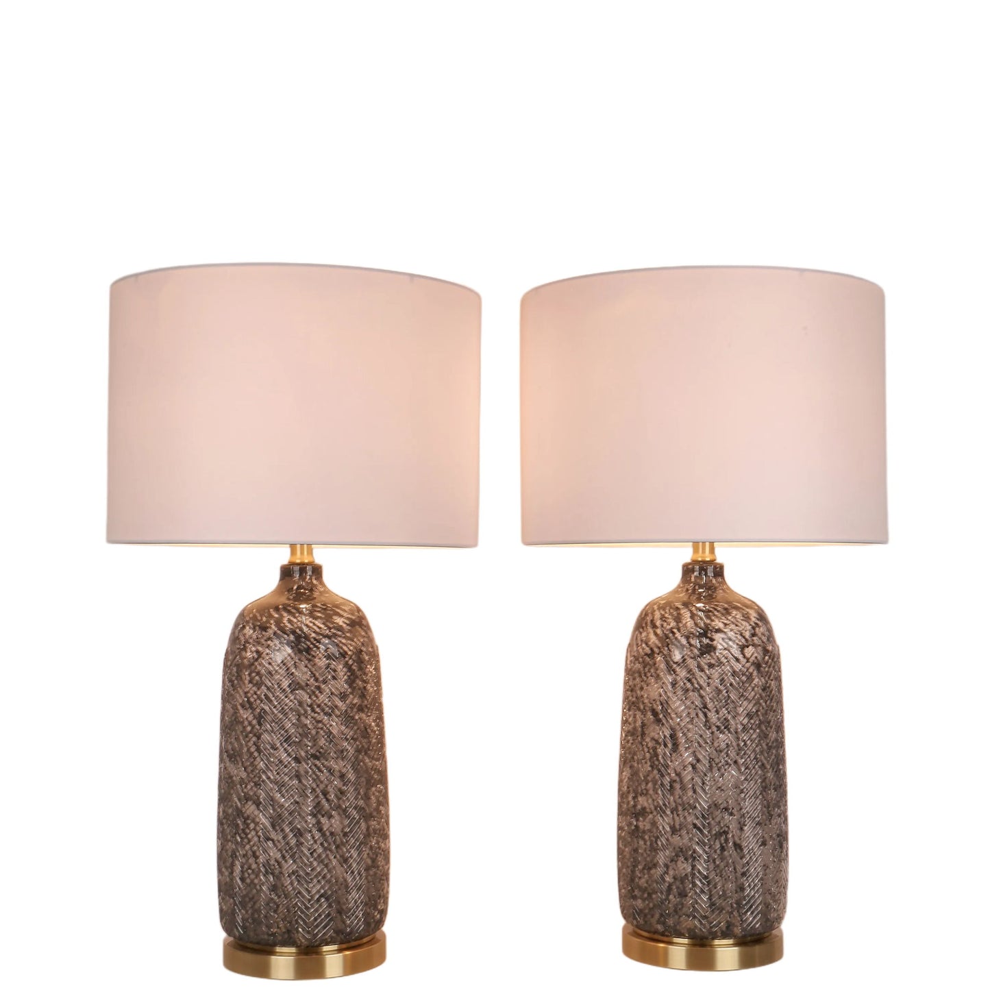 Midnight Weave Art Glass & Metal Table Lamp (Set of 2) - Midnight Weave Art Glass