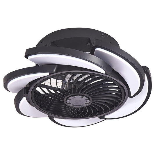 Bladeless Ceiling Fan With Remote Control, 6 Speeds Dimmable Light, Enclosed Low Profile For Living Room - Black
