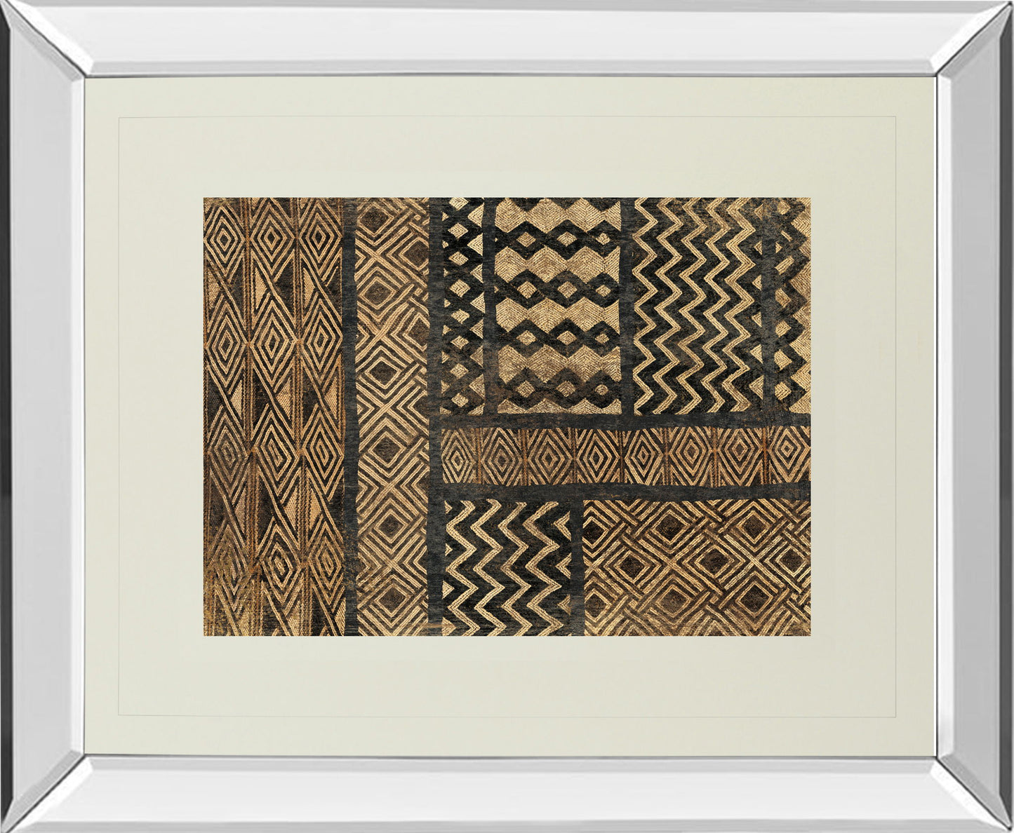 Kuba Abstract By Sue Schlabach - Mirror Framed Print Wall Art - Light Brown