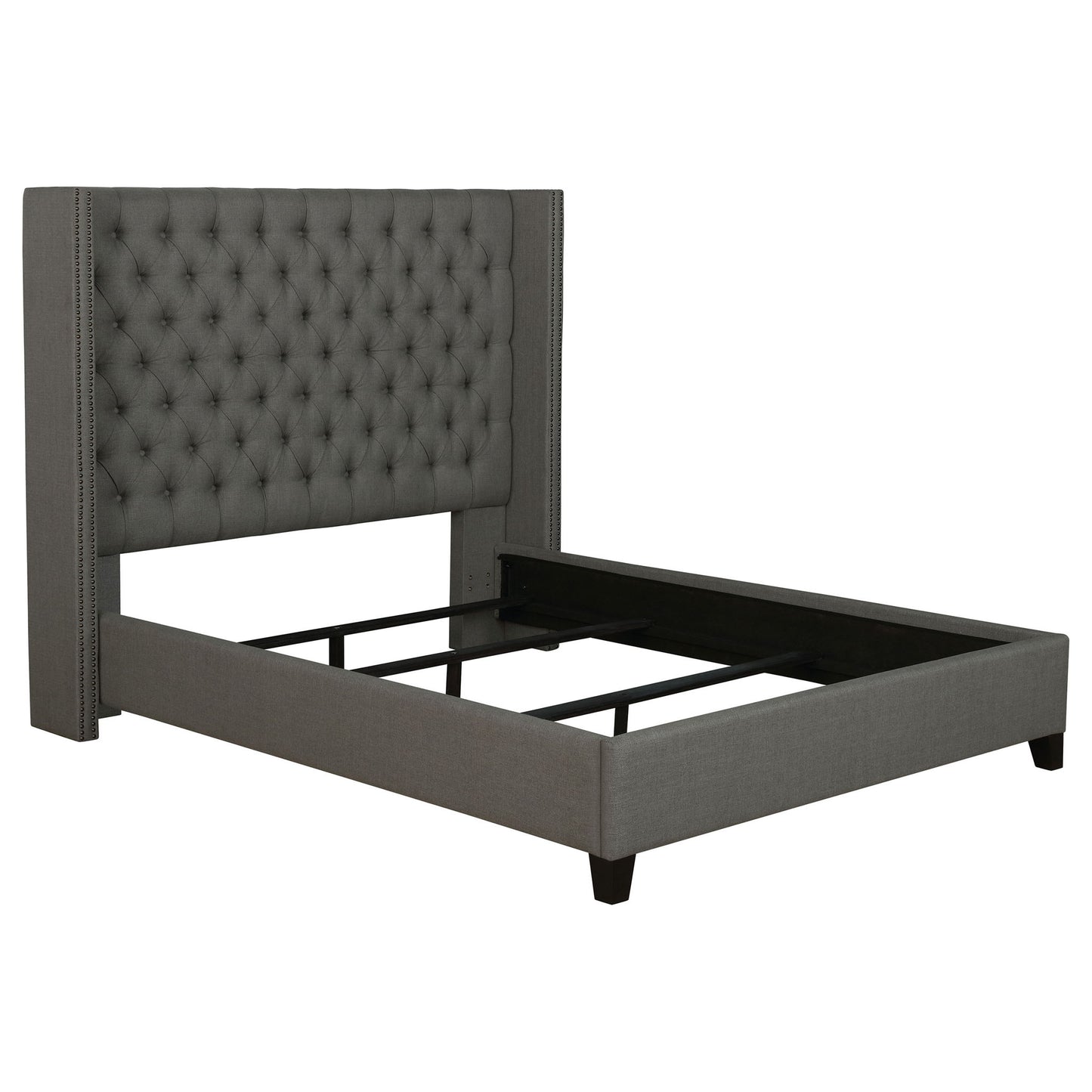 Lendra - Upholstered Wingback Bed With Tufted Headboard