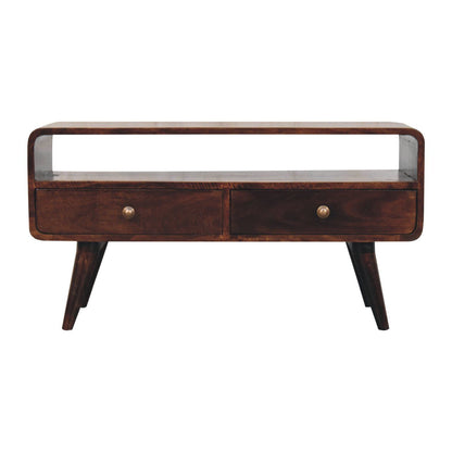 Solid Wood Curved Media Unit