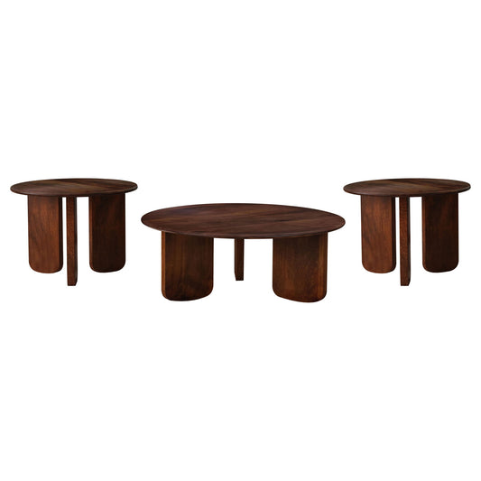 Columbo - 3 Piece Coffee And End Table Set With Round Tops - Brown