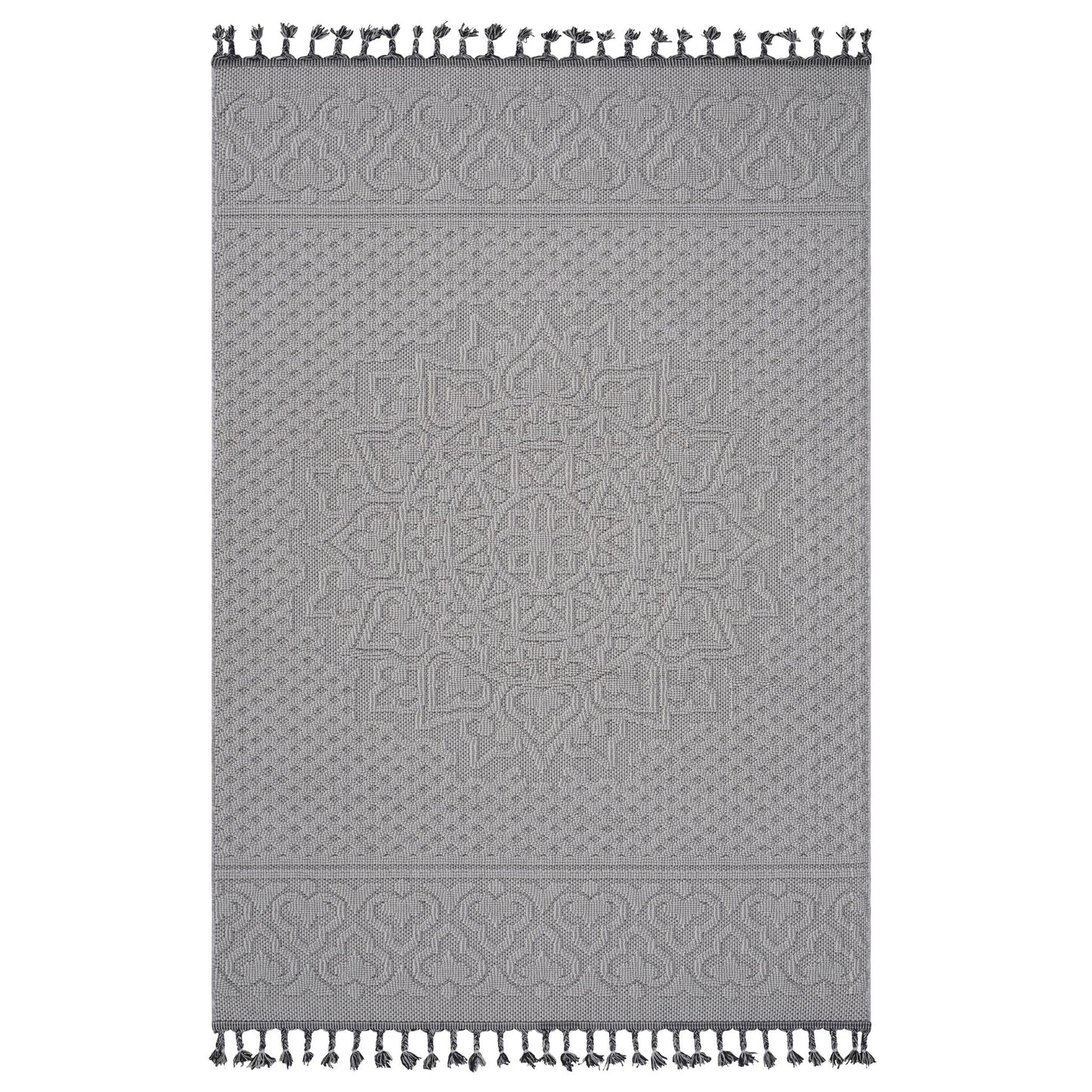 Guros - 8' X 10' Medallion Indoor / Outdoor Area Rug - White / Ivory