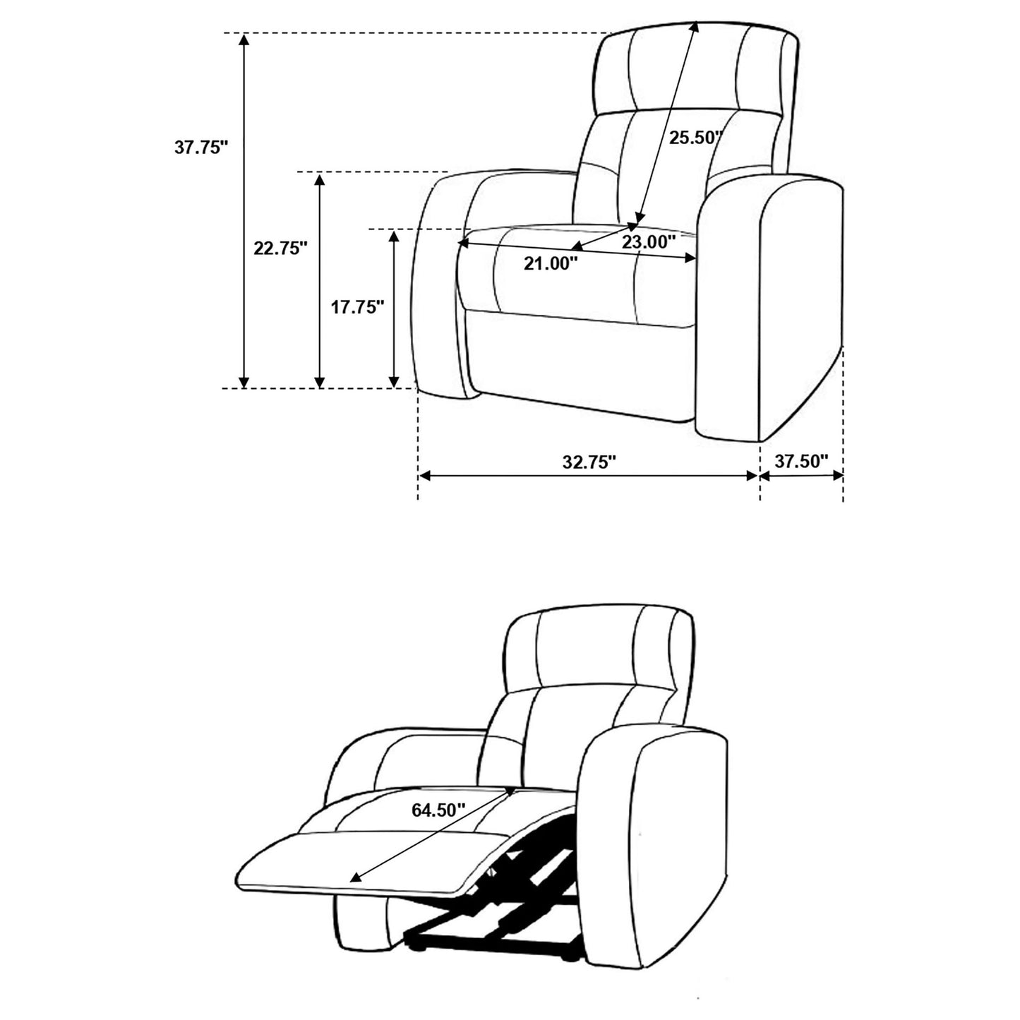 Greenfield - 3 Seater Home Theater With 2 Wedge Consoles - Black
