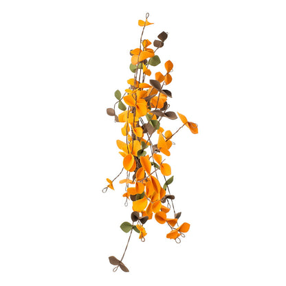Fall Leaves Wreath, Botanicals Decor For Harvest Festival Fall Festival & Thanksgiving Table Decorations (Set of 12) - Orange Multi