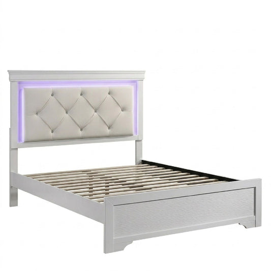 Tufted Headboard Bed With LED Lighting