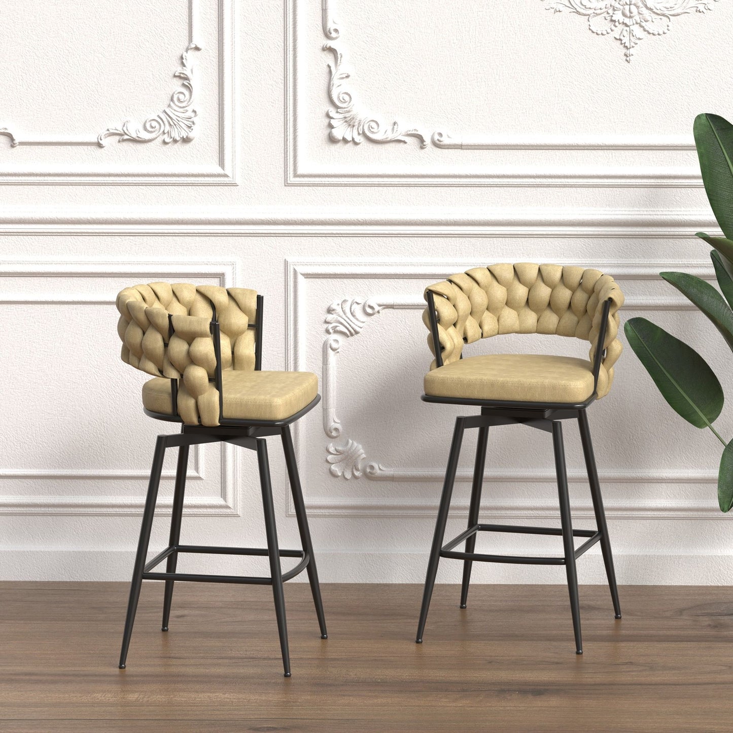 Bar Stool 360 Swivel With Back Footrest