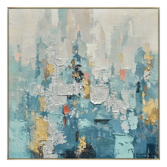 Icy Skyline Dream - 35" x 35" Framed Wall Art - Beige