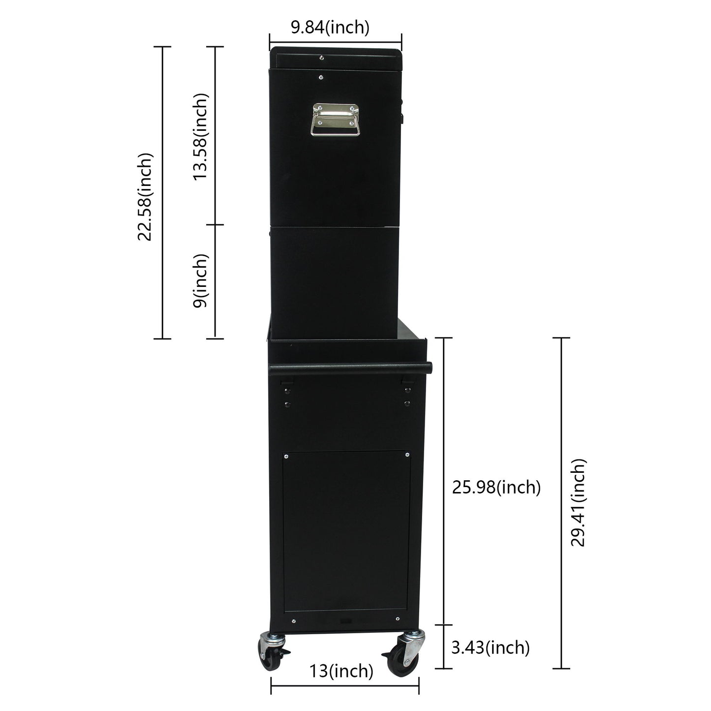 6 Drawer Lockable Tool Cabinet On Wheels, Steel Rolling Tool Chest With Detachable Toolbox