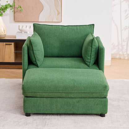 Oversized Deep Seat Accent Chair With Matching Storage Ottoman & Throw Pillows