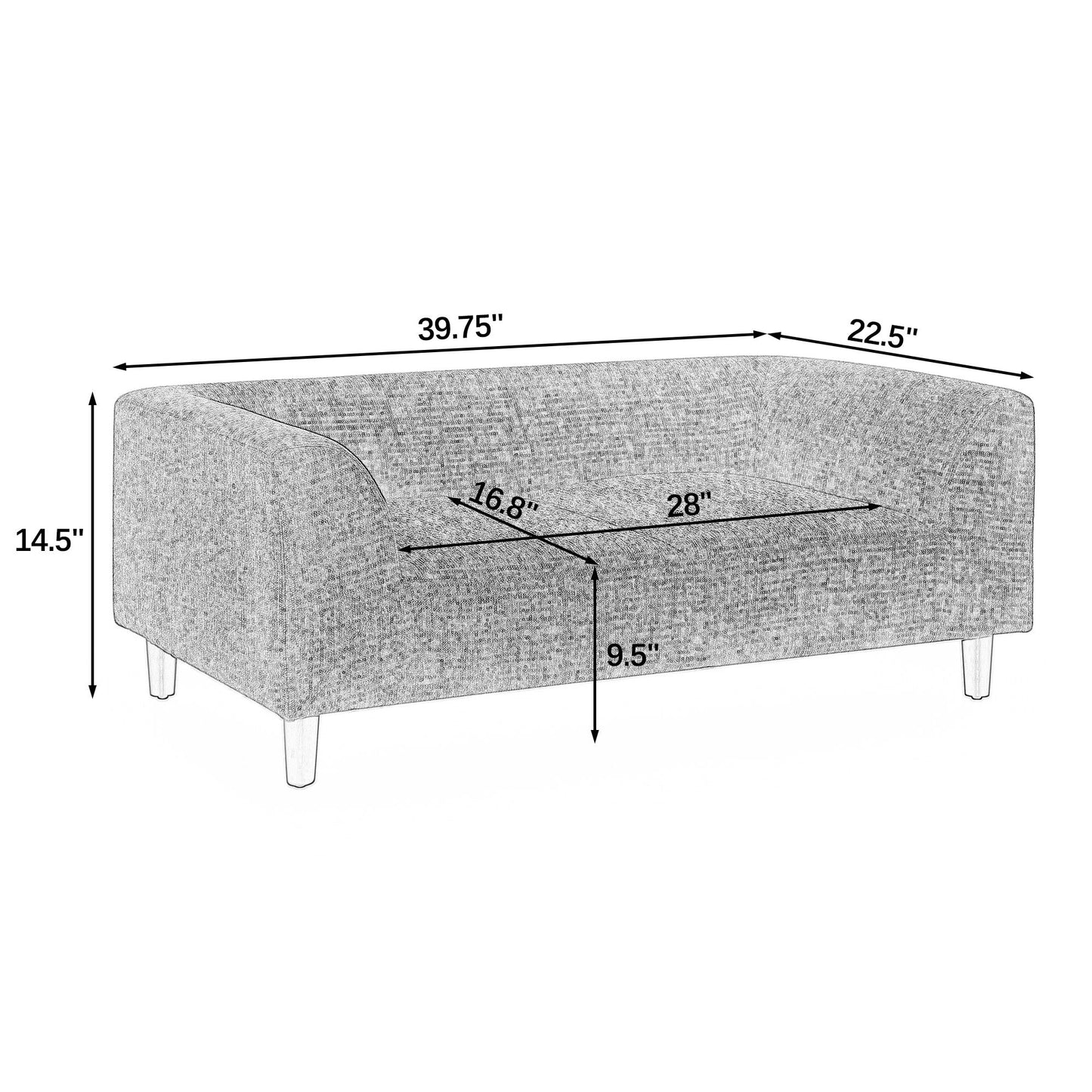 Modern Rectangular Pet Sofa With Backrest And Armrests For Small And Medium Dogs, Soft Cushion