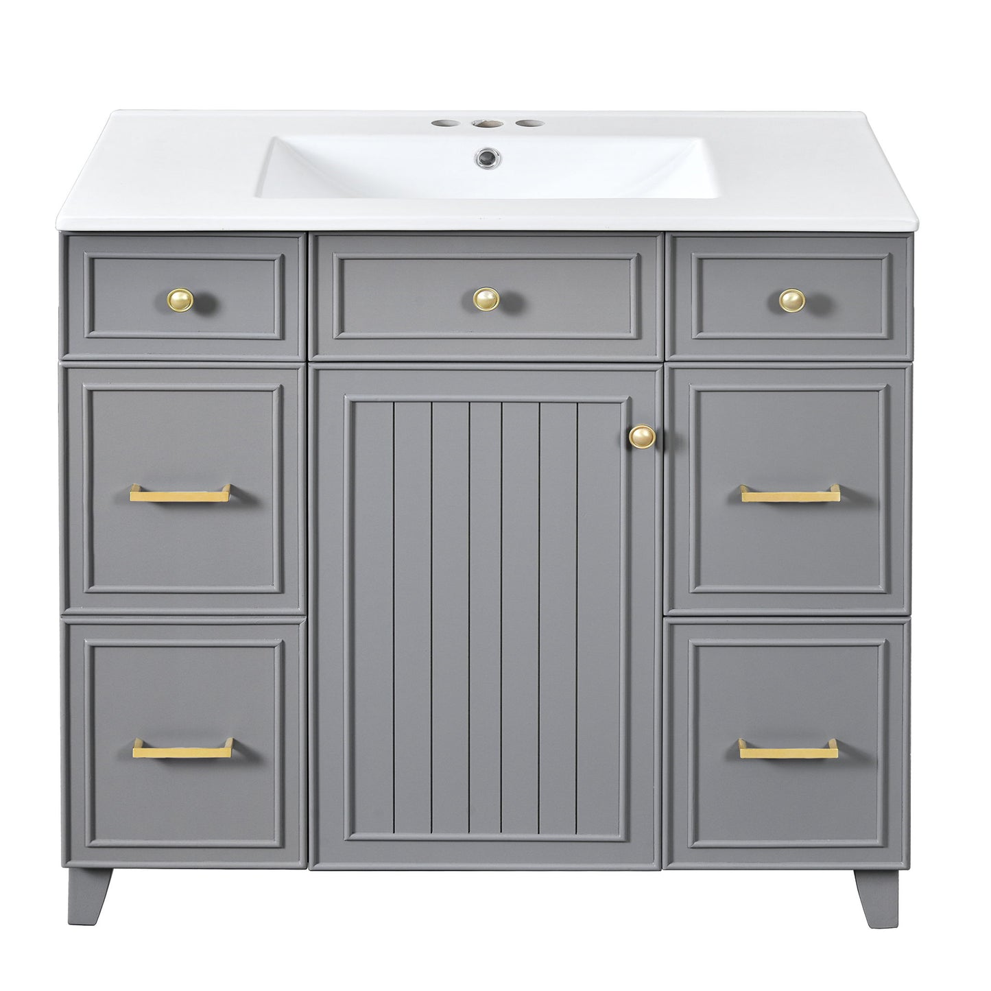Bathroom Vanity With Ceramic Sink, Soft Close Doors, Adjustable Shelves