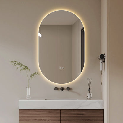 Smart Wall Mounted LED Touch Screen Mirror With Anti-Fog Function And Adjustable Lighting