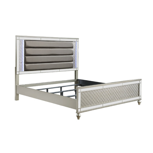 Modern Panel Bed Wit Tufted Design And Integrated LED Lighting