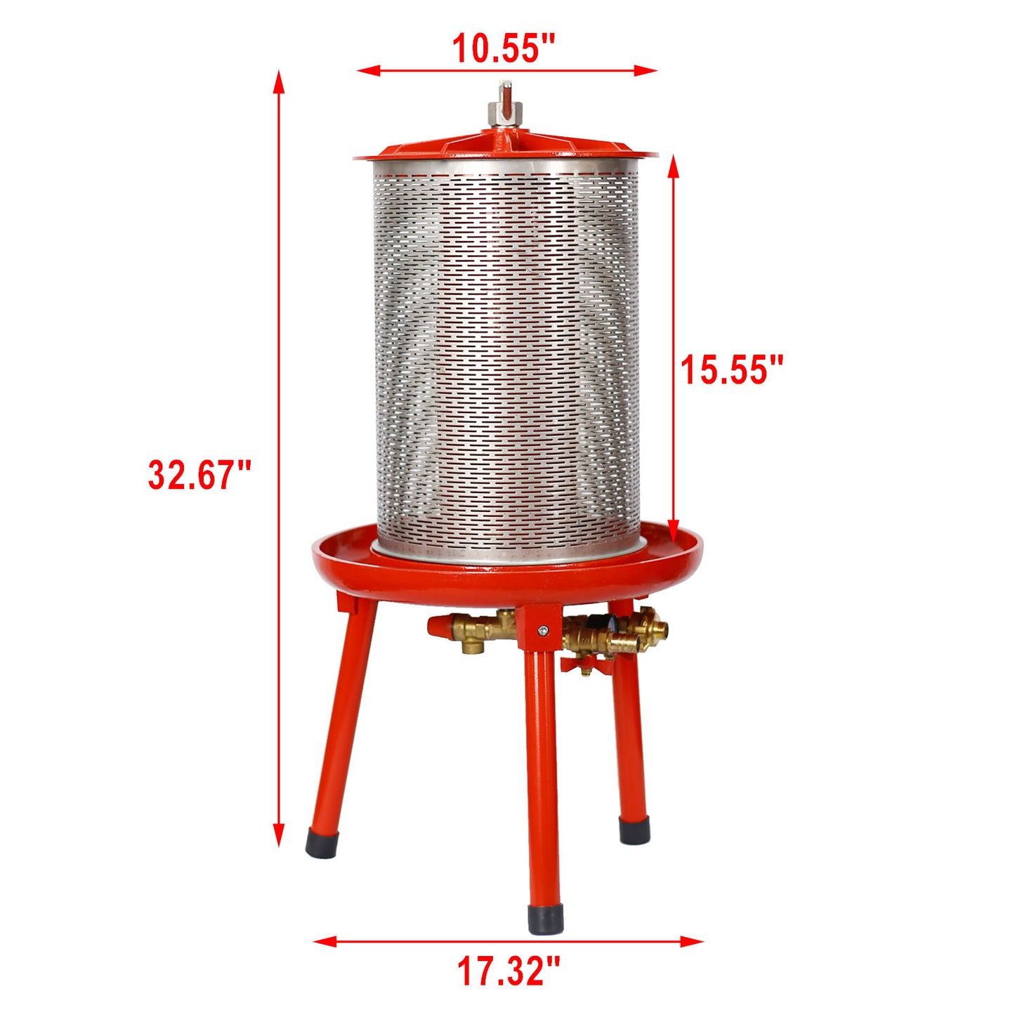 Hydraulic Fruit Wine Apple Press 5.3 Gallon / 20L For Wine Cider Making - Red