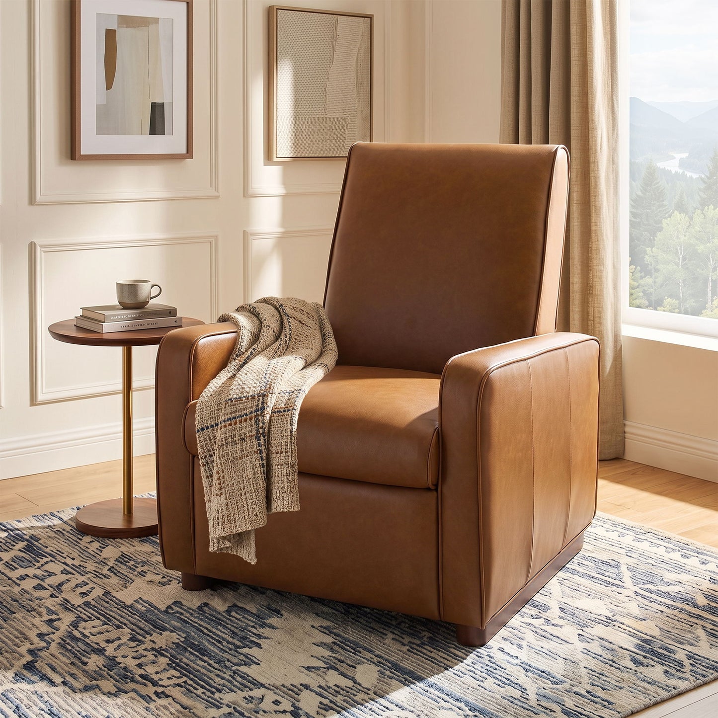 Manual Recliner Chair, 2 Position With 160° Adjustable Backrest For Living Room