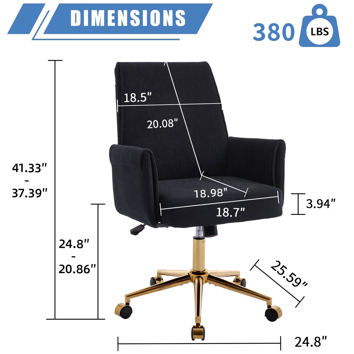 Ergonomic Mid-Back Office Chair With Striped Fabric
